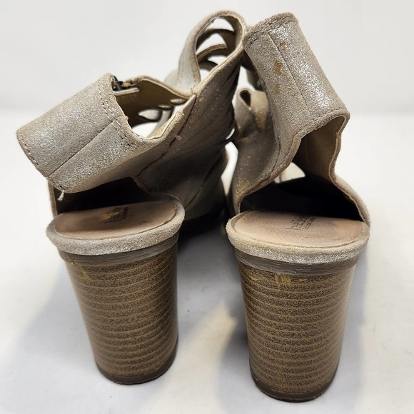 Josef Seibel Womens Bonnie Metallic Silver Leather Bootie 41 US 11 Peep Toe Heel - Picture 7 of 11